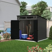Suncast Resin Modernist Outdoor Storage Shed, Black and Gray, 86.5 in D x 89.5 in H x 87.5 in W