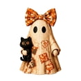thumbnail image 2 of Vintage Patchwork Ghost Figurine, Faux Distressed Wooden Ghost Tabletop Ornament, Rustic Farmhouse Halloween Decor for Mantel Shelf Indoor Display Home Decoration, 2 of 8