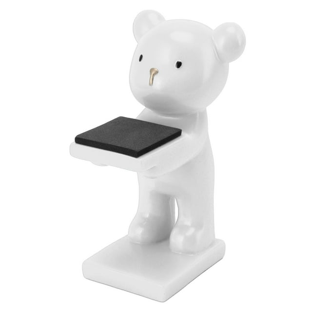 Bear Watch Stand Handcrafted Three Dimensional Modern Style Resin Watch Display Stand for Home Office White