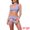 Blue Purple, variant on DARING DIVA Women's 2 Piece Leaf Print Color Block Bikini Set XS White