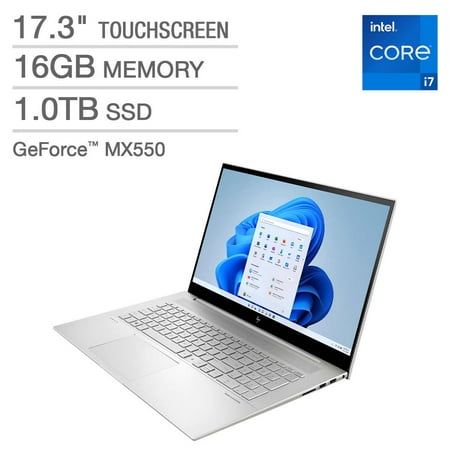 HP ENVY 17.3" Touch-Screen Laptop -12th Gen i7-1255U (10-Core) Processor, 16GB Memory, 1TB SSD, NVIDIA GeForce MX550, 2GB Graphics, Backlit keyboard, Fingerprint reader, Windows 11 - 17-ch2045cl