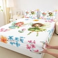 thumbnail image 3 of Feelyou Kawaii Magic Elf Twin Sheet Sets for Kids, Cartoon Flower Floral Twin Fitted Sheet, Dreamy Fairy Tale Flat Sheet, Microfiber Bedroom Decor, 3pcs, 3 of 7
