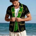 thumbnail image 6 of Qzwdhjm Mens St Patrick's Day Tuxedo T-Shirt Shamrock Button Down Shirt Irish Printed Lapel Collar Tops Hawaiian Short Sleeves Shirts, 6 of 9