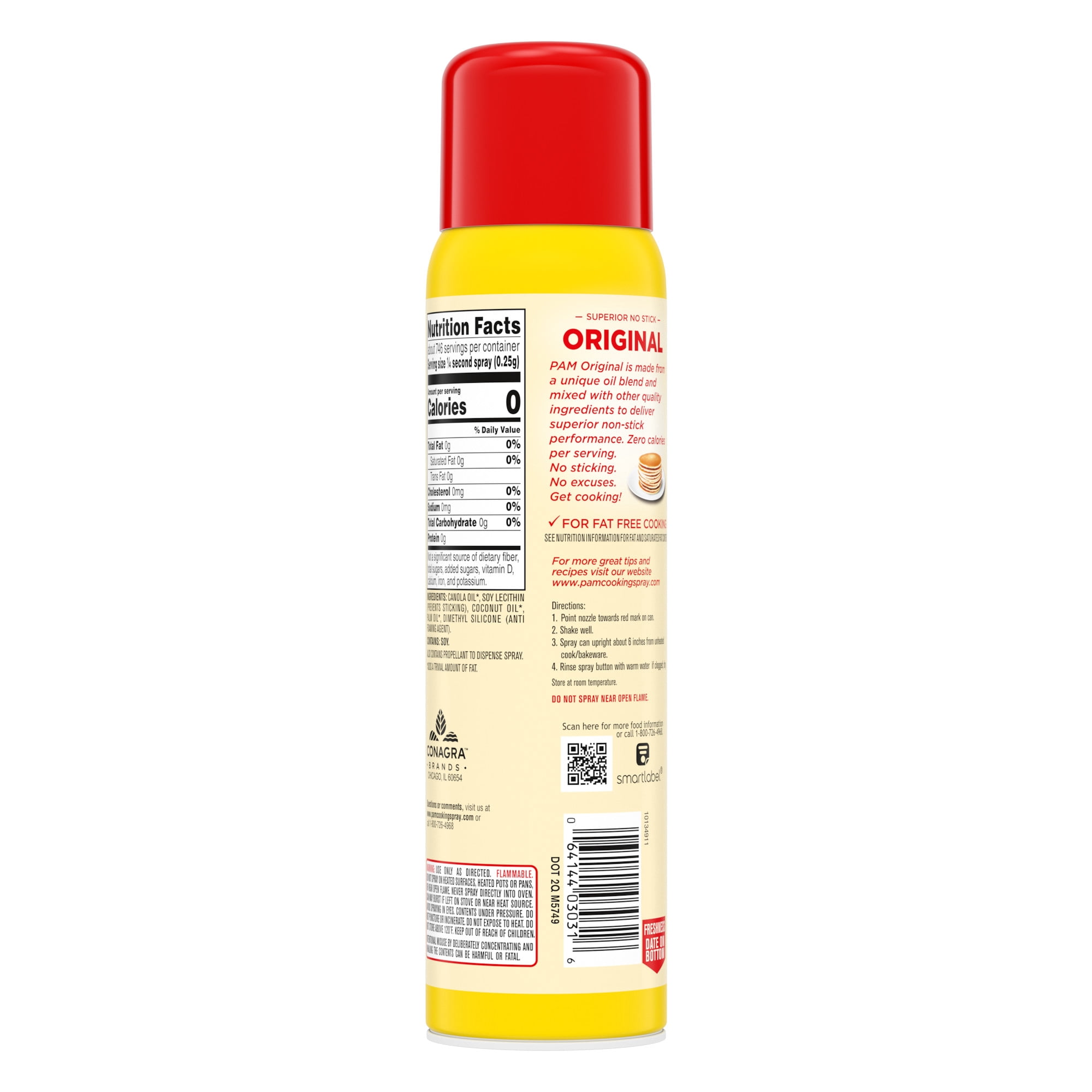 PAM Original Non-Stick Cooking Spray, Canola Oil Blend, Great for Air Fryer, Baking & Grilling, 8 oz.