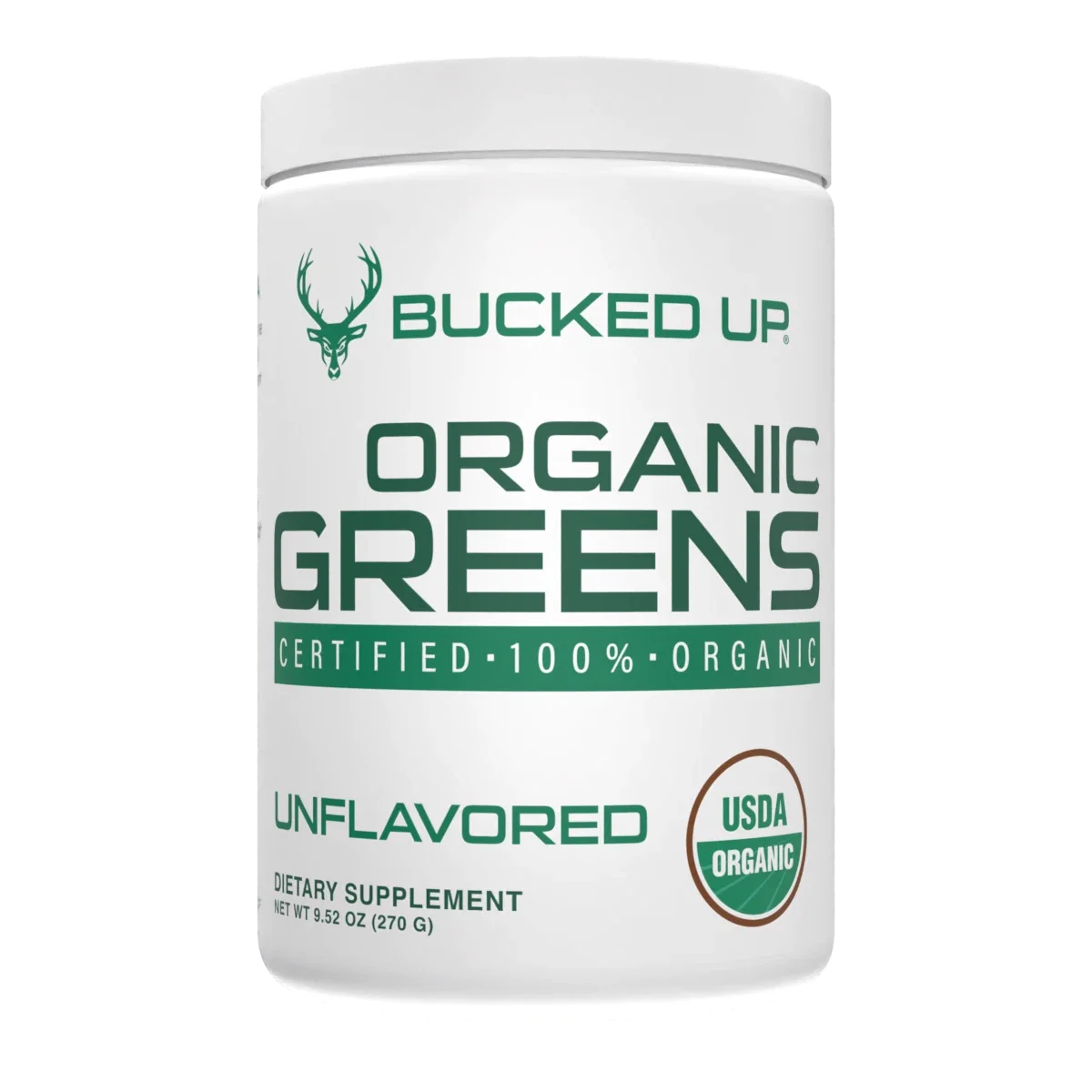Bucked Up Organic Greens Superfood Powder, 8 Most Essential Mixed Greens, 30 Servings, 11.17 Oz, Unflavored