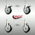 thumbnail image 2 of 5 Inch 316SS Black Polyurethane 10mm Threaded Stem Caster Set 2 Lock Brake, 2 of 2