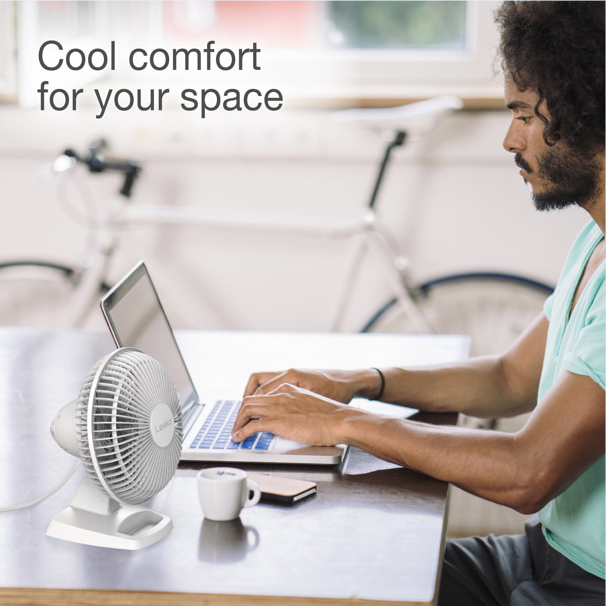 Lasko 6" Personal 2-Speed Table Fan with Storage Tray, White, 2002W