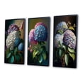 thumbnail image 3 of Designart "Purple Retro Hydrangea Blossoming I" Floral Framed Wall Art Set Of 3 - Purple Traditional Frame Canvas Set For Living Room Decor, 3 of 6