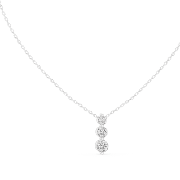 Zuwelria Certified Moissanite Three Stone Pendant | 1.11 TCW Wonderful D/VVS1 Round Shape Diamond Pendant Necklace with Chain for Engagement | 18K White Gold over Silver