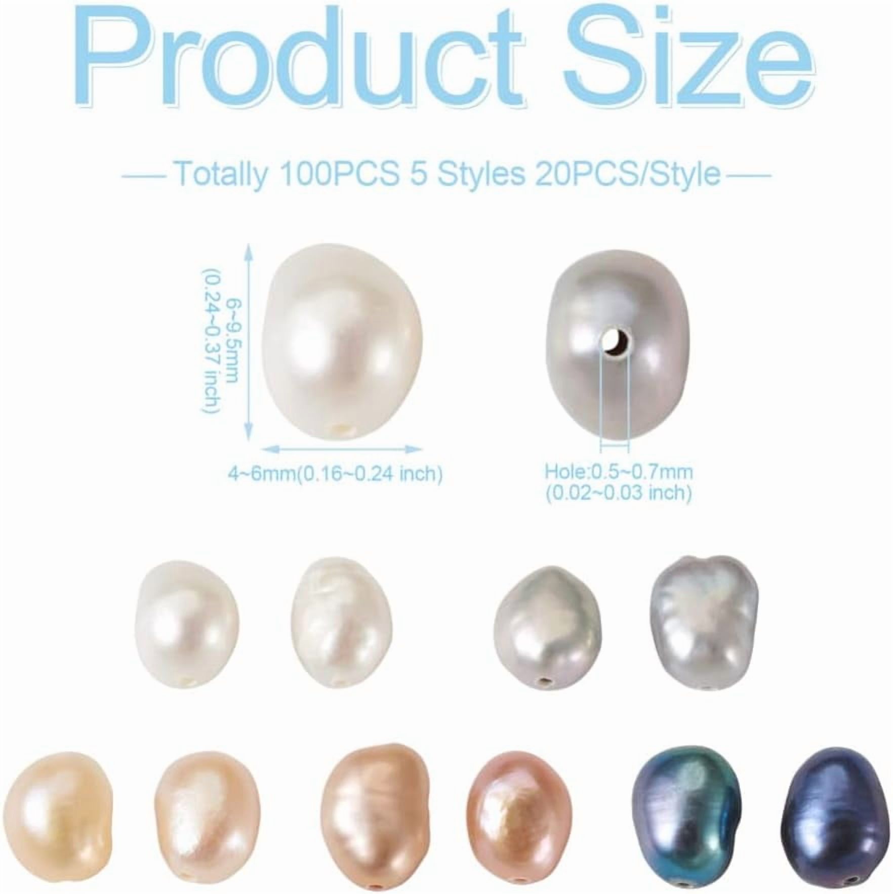 Beadthoven 100pcs Natural Freshwater Pearl Beads 4-6mm Mix Irregular Nuggets Pearl Beads Oval Rice Loose Pearls for DIY Bracelet Necklace Jewelry Making Beading Crafts Supplies Hole 0.5-0.7mm