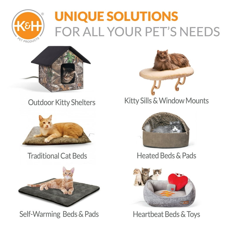 K H Pet Products Thermo Lookout Pod Heated Cat Bed Classy Gray 22 Inches Walmart