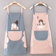 thumbnail image 1 of 1pc Cute Cartoon Waterproof Apron, Men's And Women's Work Clothes, Kitchen Grease Apron, Chef's Apron, Protective Work Clothes, 1 of 5