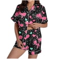 thumbnail image 2 of Goodtrade8 Casual PJS for Women 2 Pieces Shorts & Tops Homewear Button up Short Sleeve Loungewear Homewear Pockets Summer Heart Print Womens Pajamas Set Holiday, 2 of 8