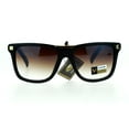 thumbnail image 2 of SA106 Luxury Designer Rectangular Horn Rim Gradient Lens Bling Sunglasses Black Brown, 2 of 4