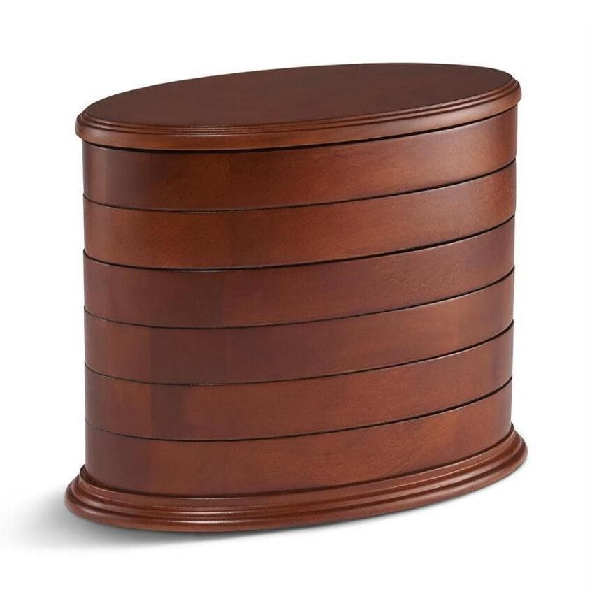 Crayford Oval 6 Tier Swivel Jewelry Box Tower, Dark Cherry Wood