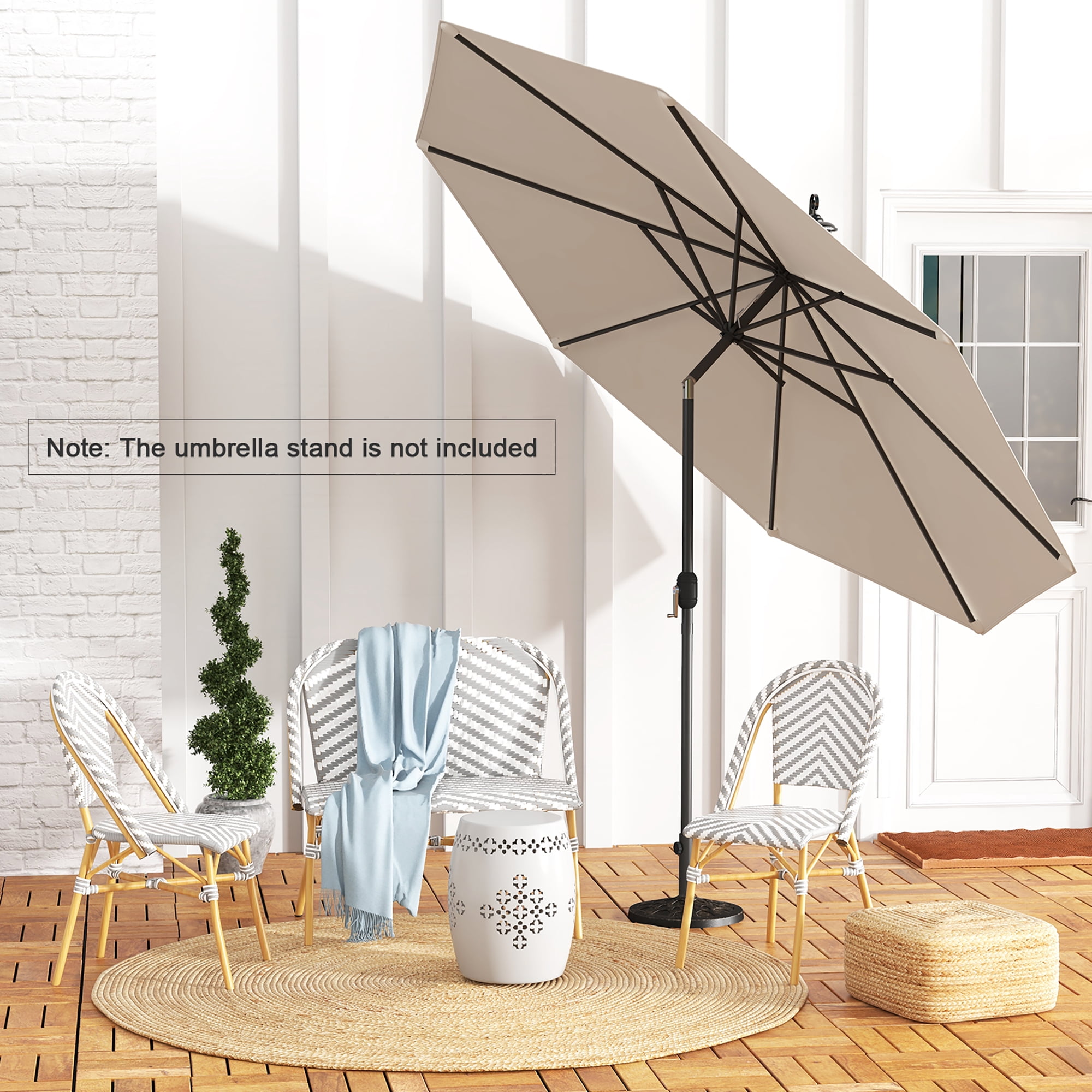 Gymax 300 CM Patio Umbrella Heavy Duty Market Umbrella w/ Tilt Mechanism Crank Handle Beige