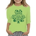 thumbnail image 1 of Chemises pour Filles Soyez Simplement des Vêtements T-Shirt Graphique pour Filles Jour de la Saint-Patrick à la Mode Polyvalent Col Rond Manches 3/4 Décontracté, 1 of 4