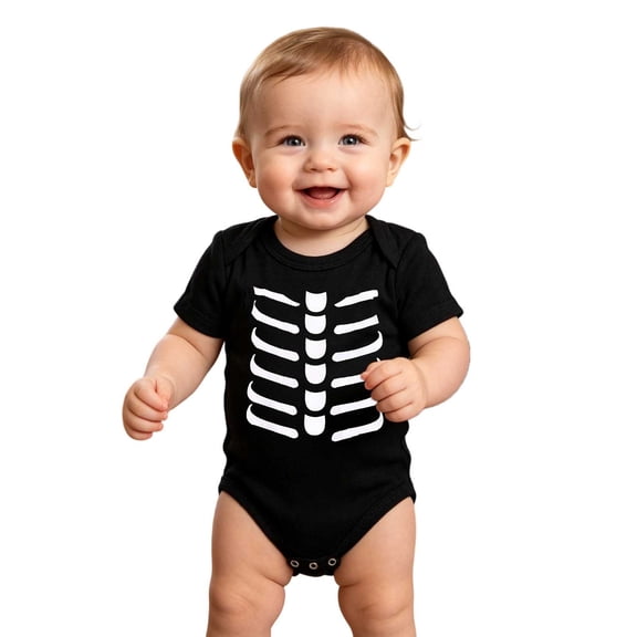 CAIXIA Infant Halloween Outfit Girls Summer Pumpkin Skeleton Bat Cotton Bodysuit Romper Onesie Jumpsuit Clothes Casual Dress Up Outfit
