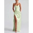 thumbnail image 4 of Women Satin Frill‑Trim Waist‑Accentuated Party Dress, Elegant Formal Gown For Bridesmaid Wedding Spring‑Fall Events, 4 of 6