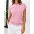 thumbnail image 5 of Merokeety Womens Summer Floral Knit Short Sleeve Loose Sweater Vest Pink xl, 5 of 6