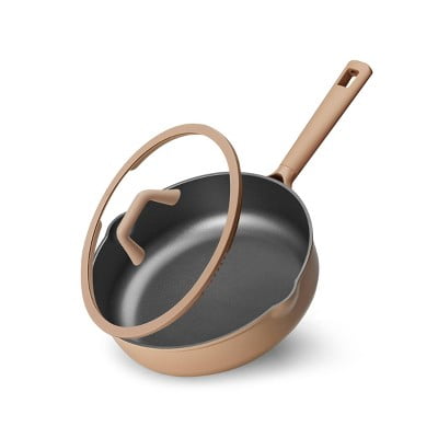 5qt Nonstick Saute Pan with Lid Taupe
