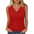 thumbnail image 2 of TAGOLD Womens V-Neck Camisoles Solid Color Ribbed Sleeveless Basic Layering Summer Tank Top, 2 of 5
