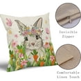 thumbnail image 4 of Easter Pillow Covers 18x18 Set of 2 Spring Cute Bunny Rabbit Carrot Watercolor Pink Floral Meadow Easter Themed Decorative Throw Pillow Cases Outdoor Farmhouse Decoration for Sofa Couch Bed, 4 of 6