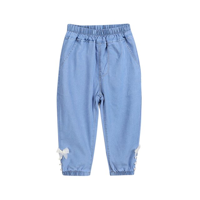 Odeerbi 1-6 Años Niña Primavera Verano Pantalón Vaquero Con Lazo Pantalón Vaquero Vaquero Suelto de Exterior Pantalón Vaquero Tobillero