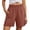 Brown, variant on Linen Shorts for Women Summer Casual Lightweight Elastic High Waist Wide Straight Leg Loose Beach Shorts with Pockets