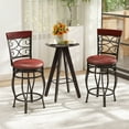 thumbnail image 2 of Costway 26" Swivel Bar Stools Set of 2 with Upholstered Seat Scroll Backrest Footrest Brown, 2 of 8