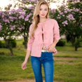 thumbnail image 4 of Women's Tie Front Knit Cardigan with Long Sleeves and Open Front Design - Large, Mauve Pink, 4 of 7