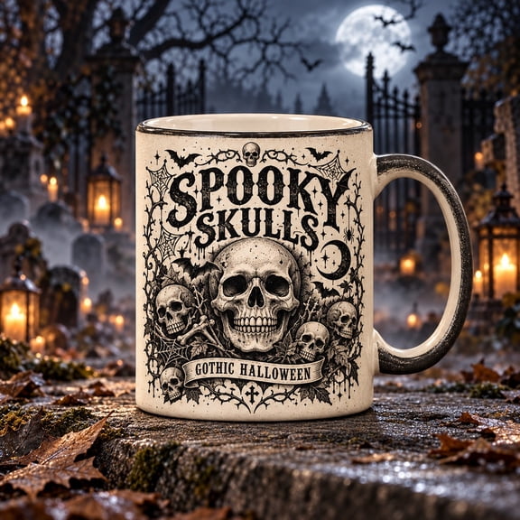 Mug Spooky Skulls Gothic Halloween Coffee Drinking Gift