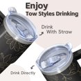 thumbnail image 4 of Sunflower 20oz Stainless Steel Tumbler with Handle and Straw – Insulated Travel Cup with Sliding Lid, 360° Full Wrap Printed Mug for Home, Outdoor & Sports Use, Foral, 4 of 6