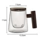 thumbnail image 2 of Taza de té de vidrio con infusor y tapa, taza de té con mango de madera, taza de café de vidrio, taza de café de boca ancha y gran capacidad, 2 of 5