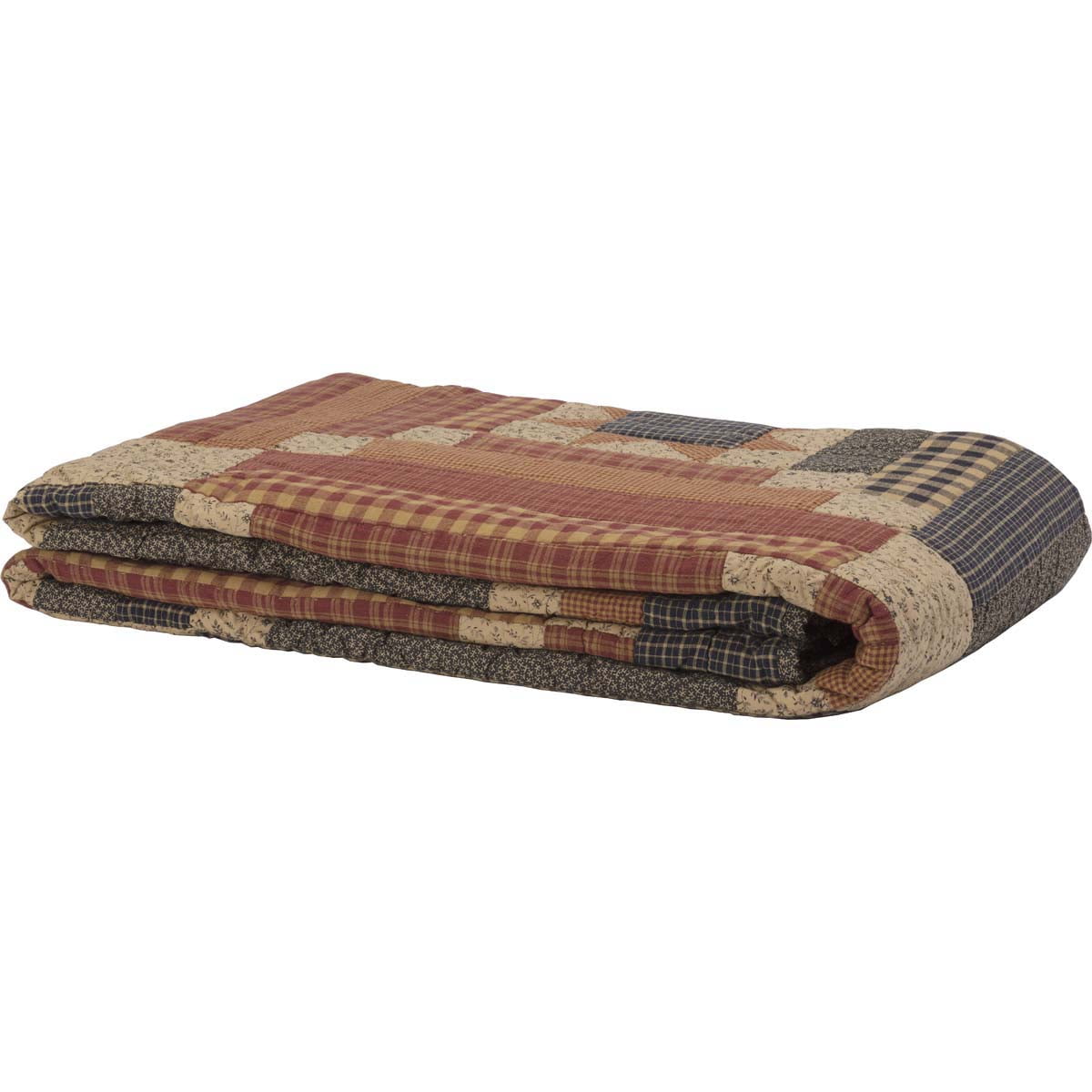 VHC Brands Maisie Twin Quilt 70Wx90L Country Patchwork Design, Barn Red