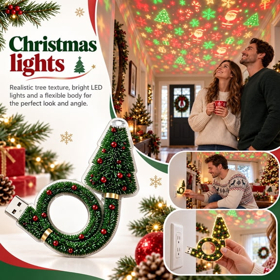 Christmas Tree Projection Lights, LED Dynamic Pattern Projector Lamp, Waterproof Indoor & Outdoor Festive Lighting for Home Yard Holiday Decor