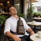 thumbnail image 4 of Bolsa bandolera – Bolsa bandolera para el pecho, diseño de hombro business casual de imitación cuero para viajes y trabajo, café café caqui negro, correa ajustable, 38 x 20 x 5 cm, 4 of 6