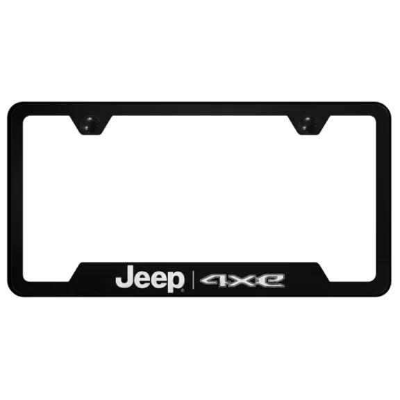 Jeep 4xe Logo Black Finish Notched License Plate Frame Official Licensed