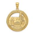 thumbnail image 1 of FB Jewels 14K Yellow Gold Boston Town Scene In Round Disc Pendant, 1 of 4