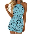thumbnail image 2 of Axiiglly Rompers for Women Floral Halter Tie Neck Backless Summer Short Jumpsuits Casual Outdoor Daily Outfits, S-2XL, 2 of 7
