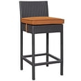 thumbnail image 2 of Modern Contemporary Urban Design Outdoor Patio Balcony Bar Stool Chair ( Set of Two), Orange, Rattan, 2 of 2