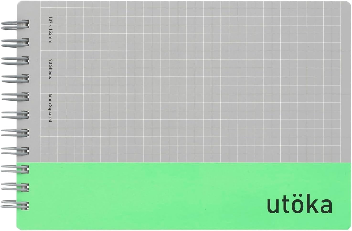 Utoka Pocket Size Notebook 4mm Graph Light Green 90 Sheets 4.2 x 6.5 5 Pack