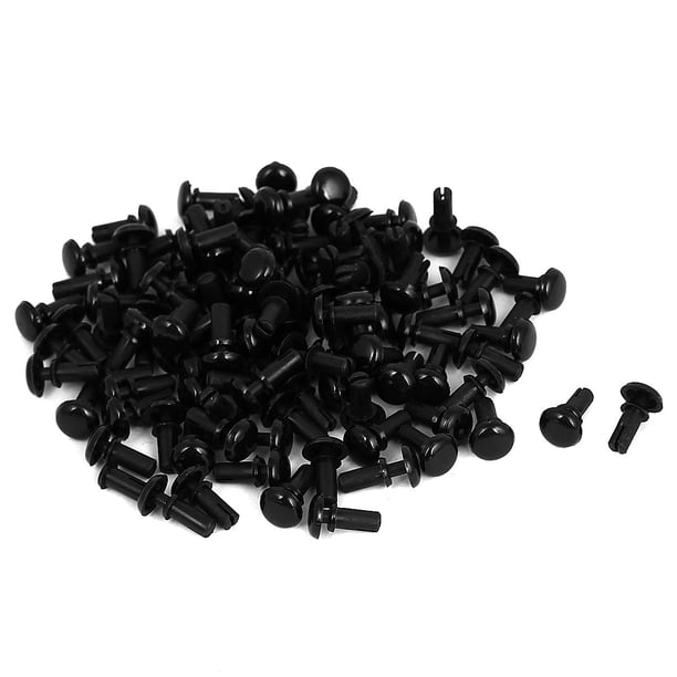 100 Piezas de Clips de Empuje de Nylon Sujetadores Remaches Negros para Paneles de 4-5 mm de Grosor