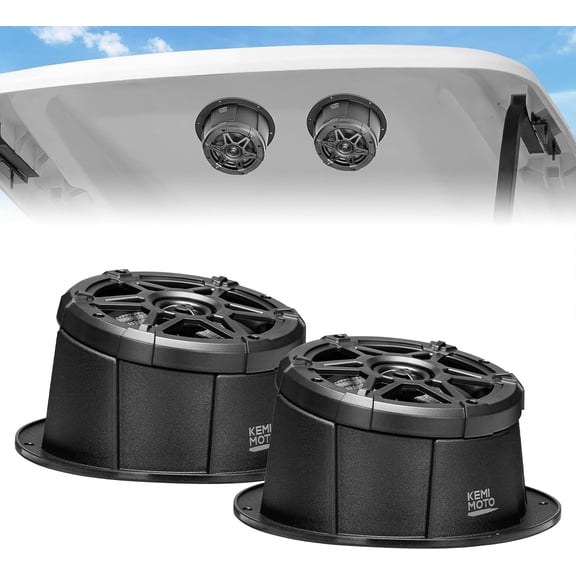KEMIMOTO 1 Pair 6.5 inch Speaker with Enclosure Pods IPX5 Water-Resistant Coaxial Speaker Box Fit for UTV RV Car Boat Trunk Golf Cart