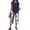 485#Navy, variant on Women's Casual 2 Piece Capri Lounge Set Printed Tiered Top Relaxed Wide Leg Capris Pants Resort Vacation Wear Army Green 2XL