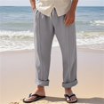 thumbnail image 2 of Men’s Loose Straight Cotton Linen Pants Breathable Summer Casual Bottoms, 2 of 9