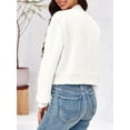 thumbnail image 2 of Long Sleeved Women Button Down Casual Crop Coat Bomber Jacket, 2 of 6
