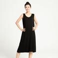 thumbnail image 2 of Previn Women's Bamboo Cotton Nightgown Soft Summer Sleepwear Sleeveless Nighties Calf Length Pj Dress Lightweight Sleep Shirt Scoop Neck Comfy Chemise Black Medium, 2 of 4