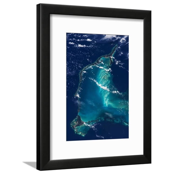Satellite view of Eleuthera Island and Atlantic Ocean, Bahamas, Scenic Framed Art Print Wall Art Sold by Art.Com
