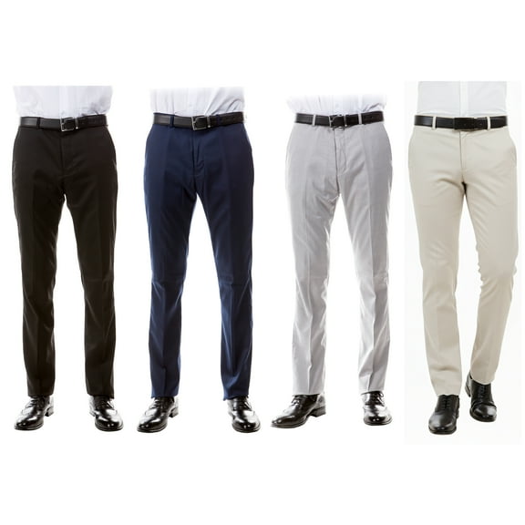 ZG 4-Pack of Neutral Color Suit Separates Premium Dress Pants Unhemmed: Black, Navy, Light Grey, Tan